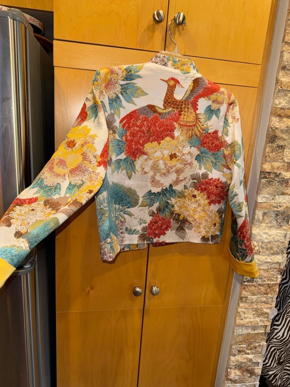 Floral Brocade Mandarin Collar Jacket in Multi-Color - Picture 7 of 10